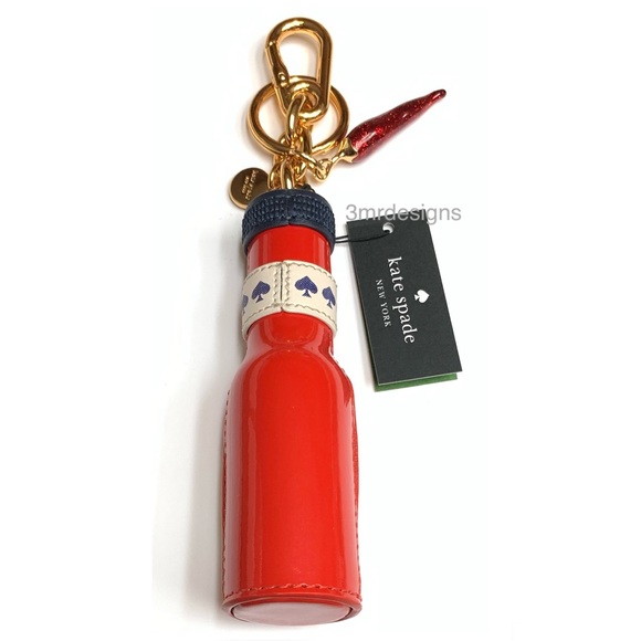 NWT Kate Spade ♠️ SPICE IT UP Faux Patent Leather With Leather Trim Keychain - Picture 7 of 9